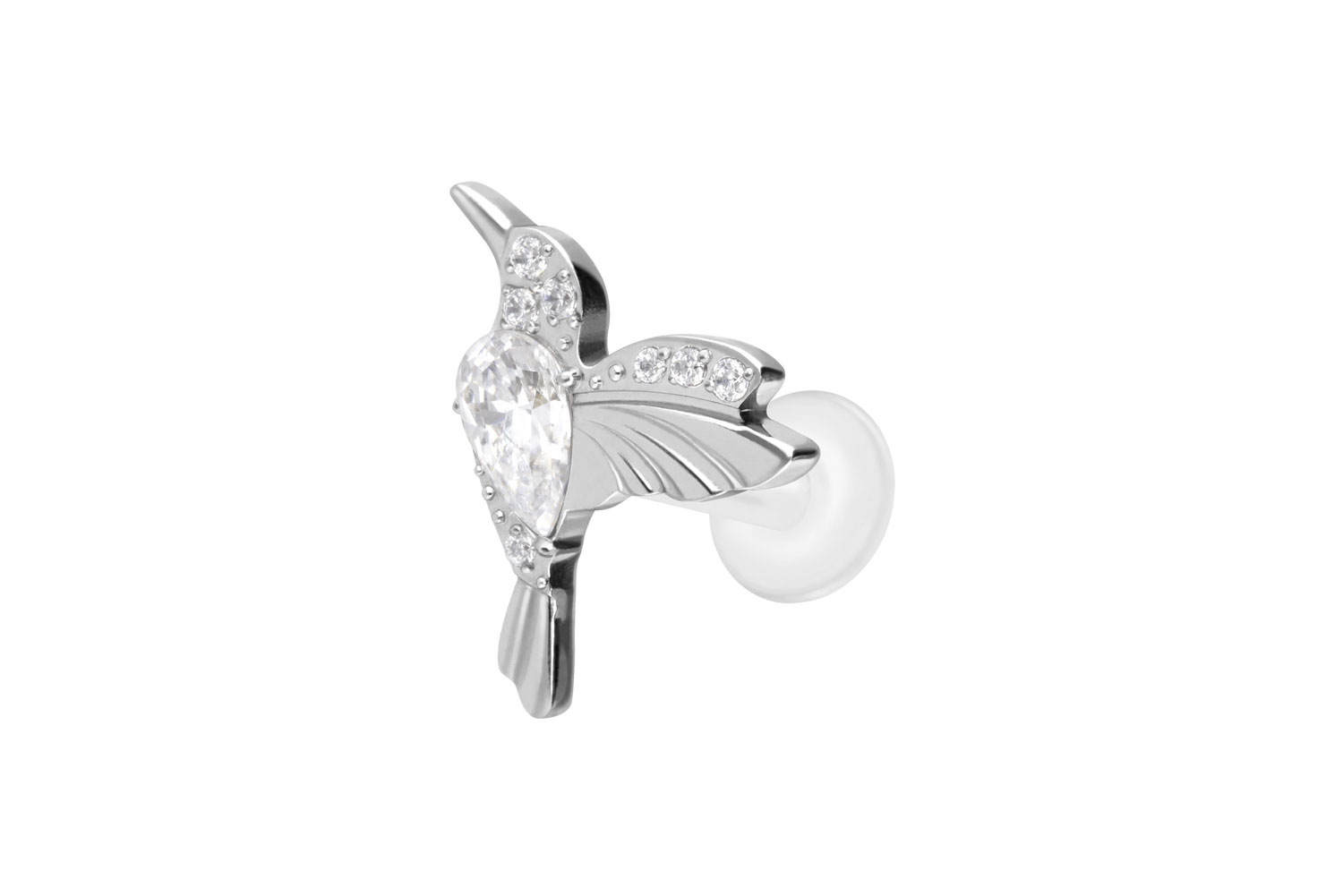 PTFE Labret Piercing mit Innengewinde + Titan-Aufsatz KOLIBRI